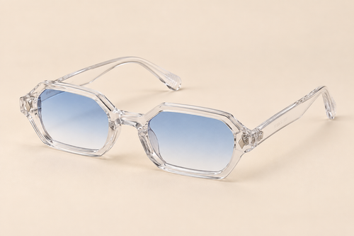 Azure Transparent / Bleu sur fond beige